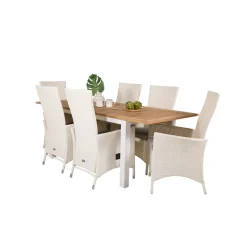 Matgrupp Venture Home Perla 152/210 med 6 Pishi MatstolarBlanka Ben