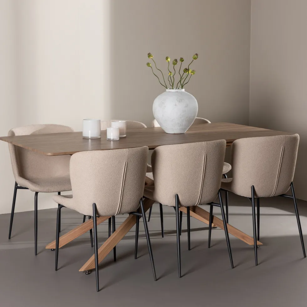 Matgrupp Venture Home Piazza 180 med 6 st Modesto Stolar Boucle