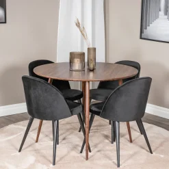Matgrupp Venture Home Plake med 4 Valentina Stolar Sammet Runt