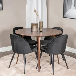 Matgrupp Venture Home Plake med 4 Valentina Stolar Sammet Runt
