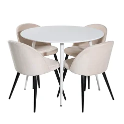 Matgrupp Venture Home Plake med 4 Valentina Stolar Sammet Runt