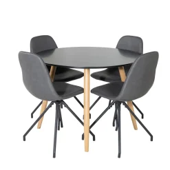 Matgrupp Venture Home Plake med 4 Pobbie Stolar Design med Snurrfunktion Konstläder