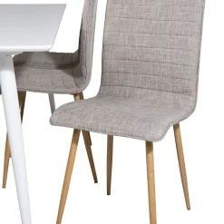 Matgrupp Venture Home Pobbie med 6 Walter StolarVit/Ljusgrå/Trä