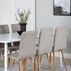 Matgrupp Venture Home Pobbie med 6 Walter StolarVit/Ljusgrå/Trä