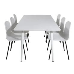Matgrupp Venture Home Pobbie med 6 Ardi StolarVit/Svart