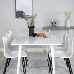 Matgrupp Venture Home Pobbie med 6 Ardi StolarVit/Svart