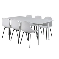 Matgrupp Venture Home Pobbie med 6 Ardi StolarVit/Svart