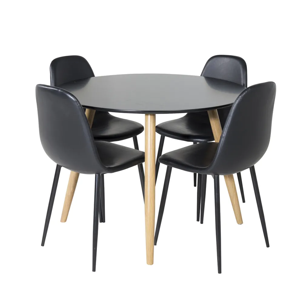 Matgrupp Venture Home Polar Ø100 cm med 4st Plaza Matstolar