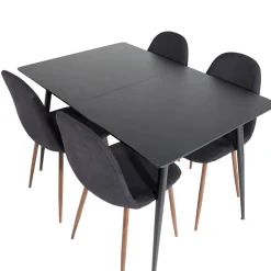 Matgrupp Venture Home Silvia med Iläggsskiva och 4 Pobbie Stolar