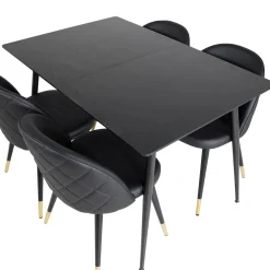 Matgrupp Venture Home Silvia med Iläggsskiva och 4 Valentina Stolar Konstläder