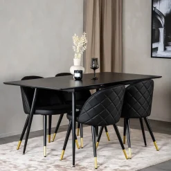 Matgrupp Venture Home Silvia med Iläggsskiva och 4 Valentina Stolar Konstläder