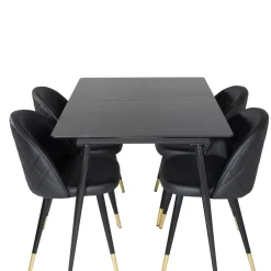Matgrupp Venture Home Silvia med Iläggsskiva och 4 Valentina Stolar Konstläder