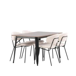 Matgrupp Venture Home Tempe Matbord 140 cm & 4 Chico Stolar i Boucle