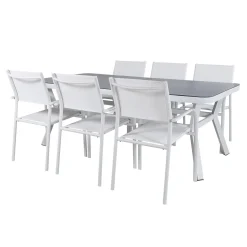 Matgrupp Venture Home Virya 160x90 med 6 Santorini Stapelstolar