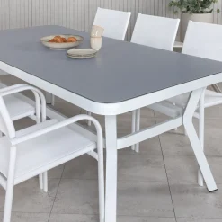 Matgrupp Venture Home Virya 160x90 med 6 Santorini Stapelstolar