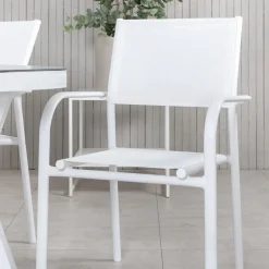 Matgrupp Venture Home Virya 160x90 med 6 Santorini Stapelstolar