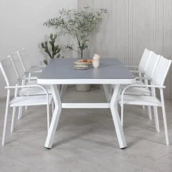 Matgrupp Venture Home Virya 160x90 med 6 Santorini Stapelstolar