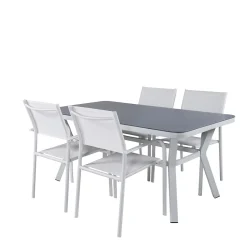 Matgrupp Venture Home Vyn Vit med 4 Samba Stapelbara Matstolar