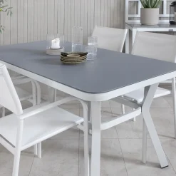 Matgrupp Venture Home Vyn Vit med 4 Samba Stapelbara Matstolar