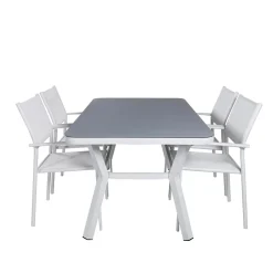 Matgrupp Venture Home Vyn Vit med 4 Samba Stapelbara Matstolar