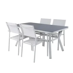 Matgrupp Venture Home Vyn Vit med 4 Samba Stapelbara Matstolar