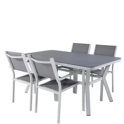 Matgrupp Venture Home Vyn Vit med 4 Curz Stapelbara Matstolar