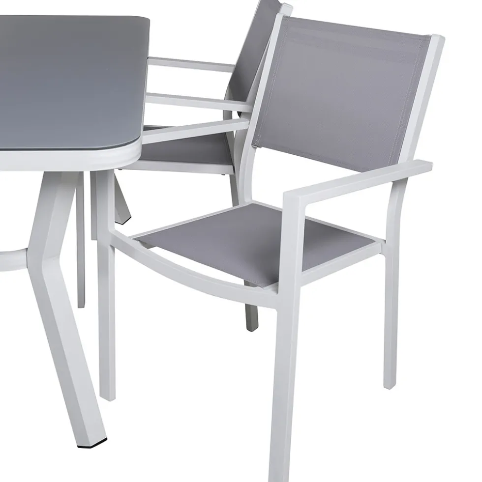 Matgrupp Venture Home Vyn Vit med 4 Curz Stapelbara Matstolar