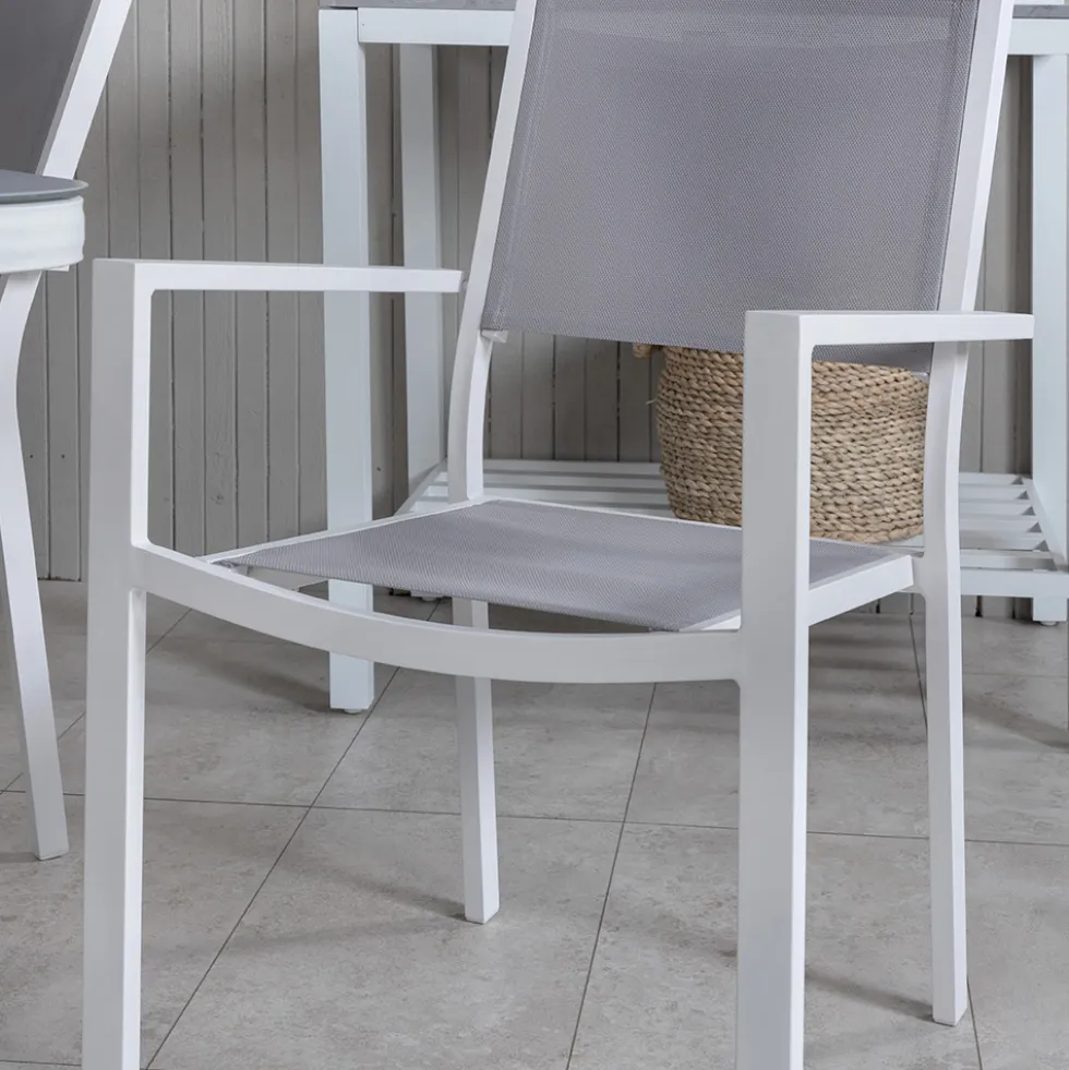 Matgrupp Venture Home Vyn Vit med 4 Curz Stapelbara Matstolar
