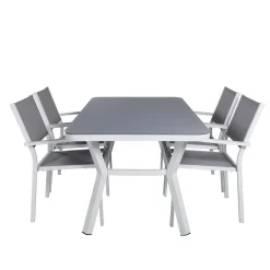 Matgrupp Venture Home Vyn Vit med 4 Curz Stapelbara Matstolar