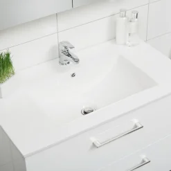 Möbelpaket 4AQUA Slim Vit 80 med Lådor och Spegel Luna LED