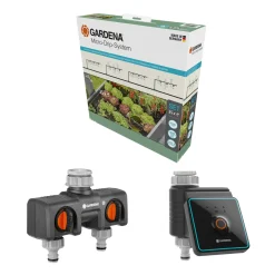 Micro-Drip Gardena Premiumpaket För Pallkrage med Vattenfördelare & Bevattningsdator