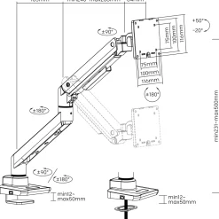 Monitorarm LogiLink 17-49 tum Gasfjäder Max 20kg