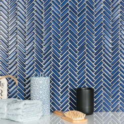 Mosaik Lhådös Fishbone Blue Glossy cm
