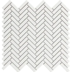 Mosaik Lhådös Fishbone White Glossy cm