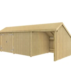 Multi Trädgårdshus 15,5 m² - 3 moduler m/dubbeldörr och stängd/öppen framsida