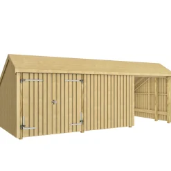 Multi Trädgårdshus 15,5 m² - 3 moduler m/dubbeldörr och stängd/öppen framsida