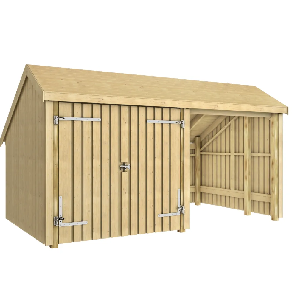 Multi Trädgårdshus 10,5 m² - 2 moduler med dubbeldörr och öppen framsida