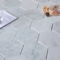 Natursten ArtStone Bianco Carrara C Hexagon Polerad 5x5 cm