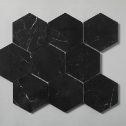Natursten ArtStone Nero Marquina Hexagon Polerad 10x10 cm