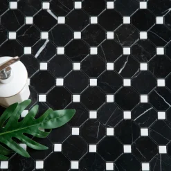 Natursten ArtStone Nero Marquina Octagon Polerad 5x5 cm