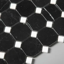 Natursten ArtStone Nero Marquina Octagon Polerad 5x5 cm