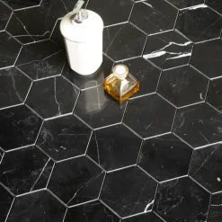 Natursten ArtStone Nero Marquina Hexagon Polerad 5x5 cm