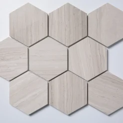 Natursten ArtStone Woodlight Gravin Hexagon Polerad 10x10 cm