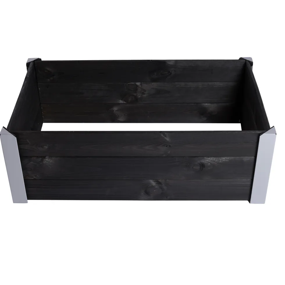 Odlingslåda Hortus Trä Grundmålad Svart 33x93x53 Med Metallhörn