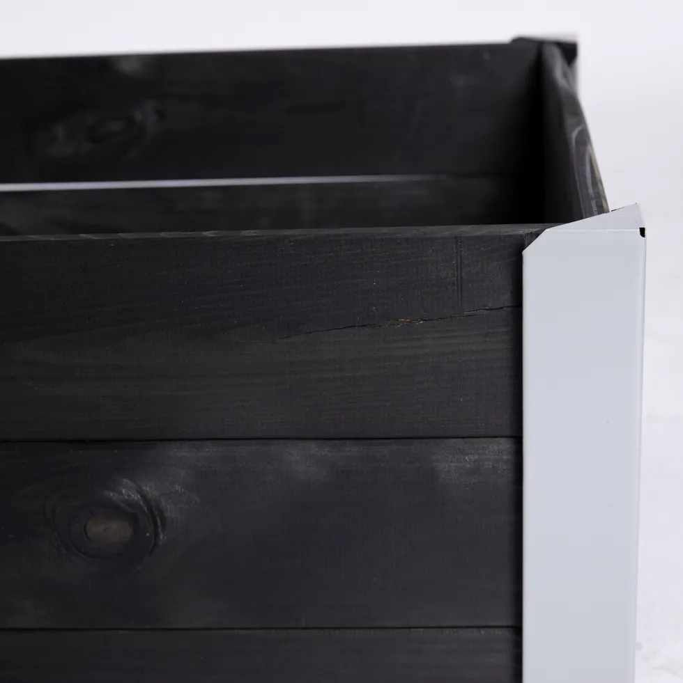 Odlingslåda Hortus Trä Grundmålad Svart 33x93x53 Med Metallhörn