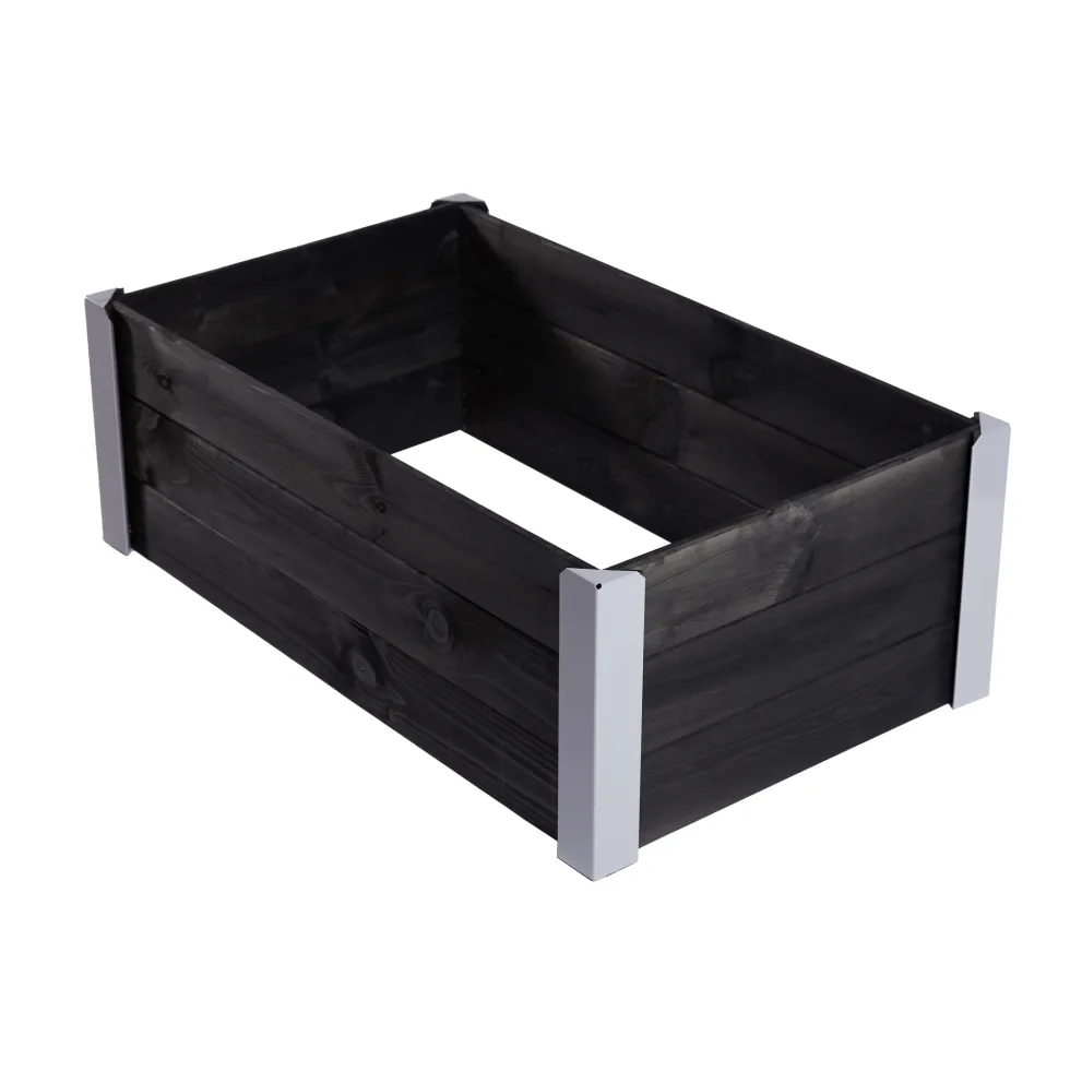 Odlingslåda Hortus Trä Grundmålad Svart 33x93x53 Med Metallhörn
