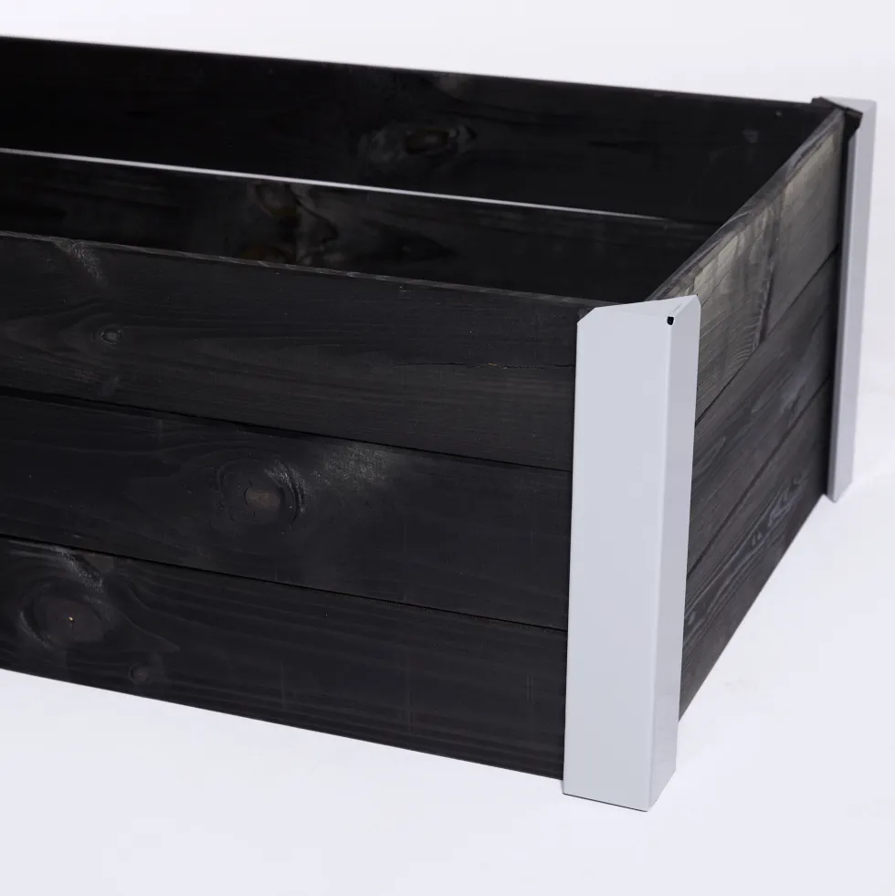 Odlingslåda Hortus Trä Grundmålad Svart 33x93x53 Med Metallhörn