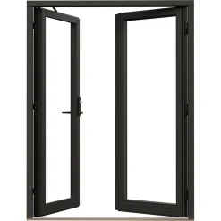 Parfönsterdörr NorDan Svanenmärkt NTech Helglasad Aluminium BlackLine Svart