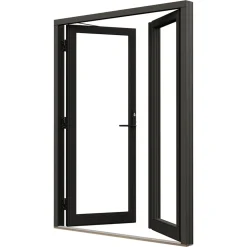 Parfönsterdörr NorDan Svanenmärkt NTech Helglasad Aluminium BlackLine Svart