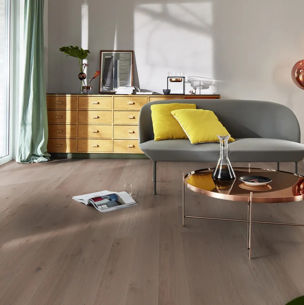 Parkettgolv Boen Ek Vivo 1-Stav Warm Grey Borstad Ultra Matt Lack